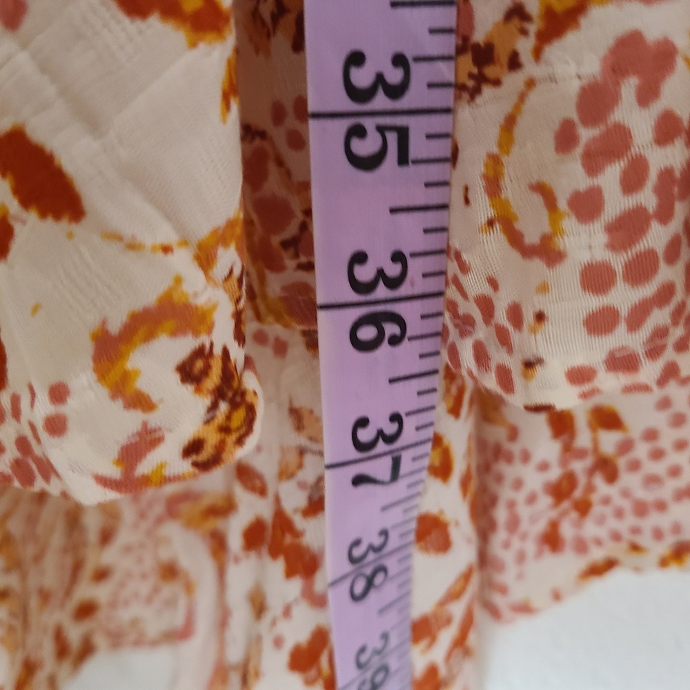 Cynthia Rowley XL Orange Cream Rayon Flowy Elastic Waist Maxi Skirt Boho Resort - Picture 10 of 11